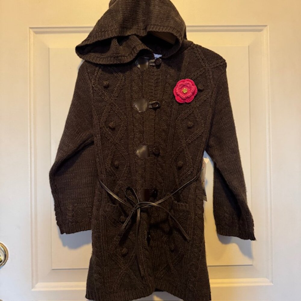 NWT b.t. kids Long Brown Cardigan Sweater sz 5
